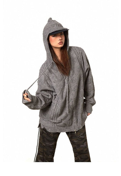 BB Plain Distressed Textured Hoodie-korean-fashion-Hoodie-BB's Closet-OH Garments