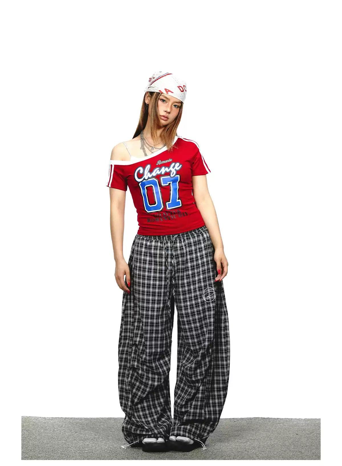 BB Slant Shoulder Lettered T-Shirt-korean-fashion-T-Shirt-BB's Closet-OH Garments