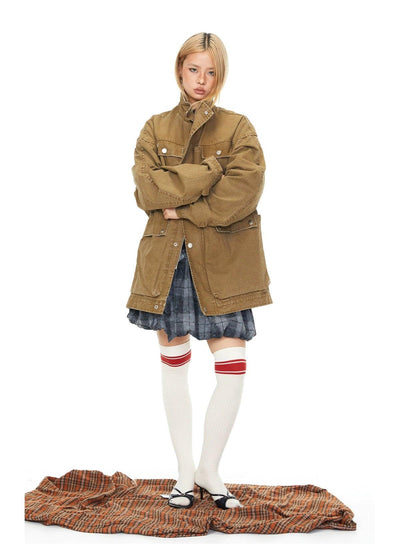 BB Snap Buttons Pockets Long Denim Jacket-korean-fashion-Jacket-BB's Closet-OH Garments