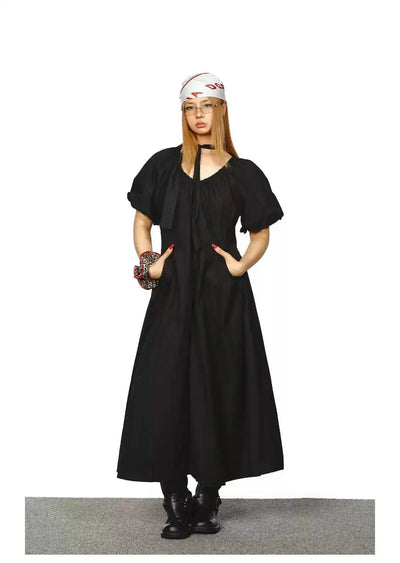 BB Solid Pleated V-Neck Dress-korean-fashion-Dress-BB's Closet-OH Garments