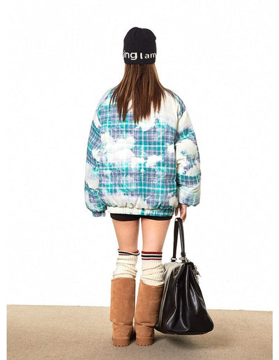 BB Splatters and Plaid Puffer Jacket-korean-fashion-Jacket-BB's Closet-OH Garments