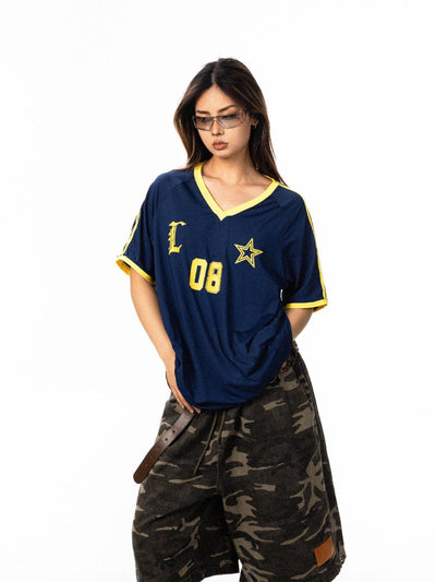 BB Sports Style V-Neck T-Shirt-korean-fashion-T-Shirt-BB's Closet-OH Garments