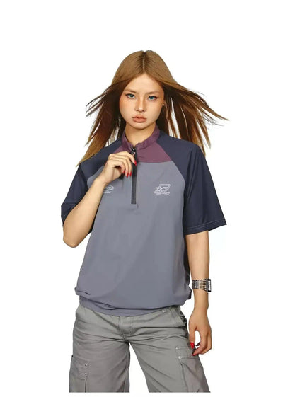 BB Sporty Contrast Spliced Half-Zip-korean-fashion-Half-Zip-BB's Closet-OH Garments