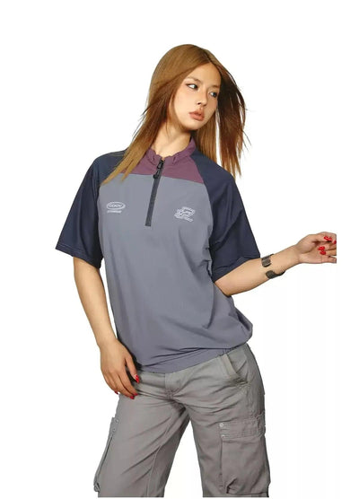 BB Sporty Contrast Spliced Half-Zip-korean-fashion-Half-Zip-BB's Closet-OH Garments