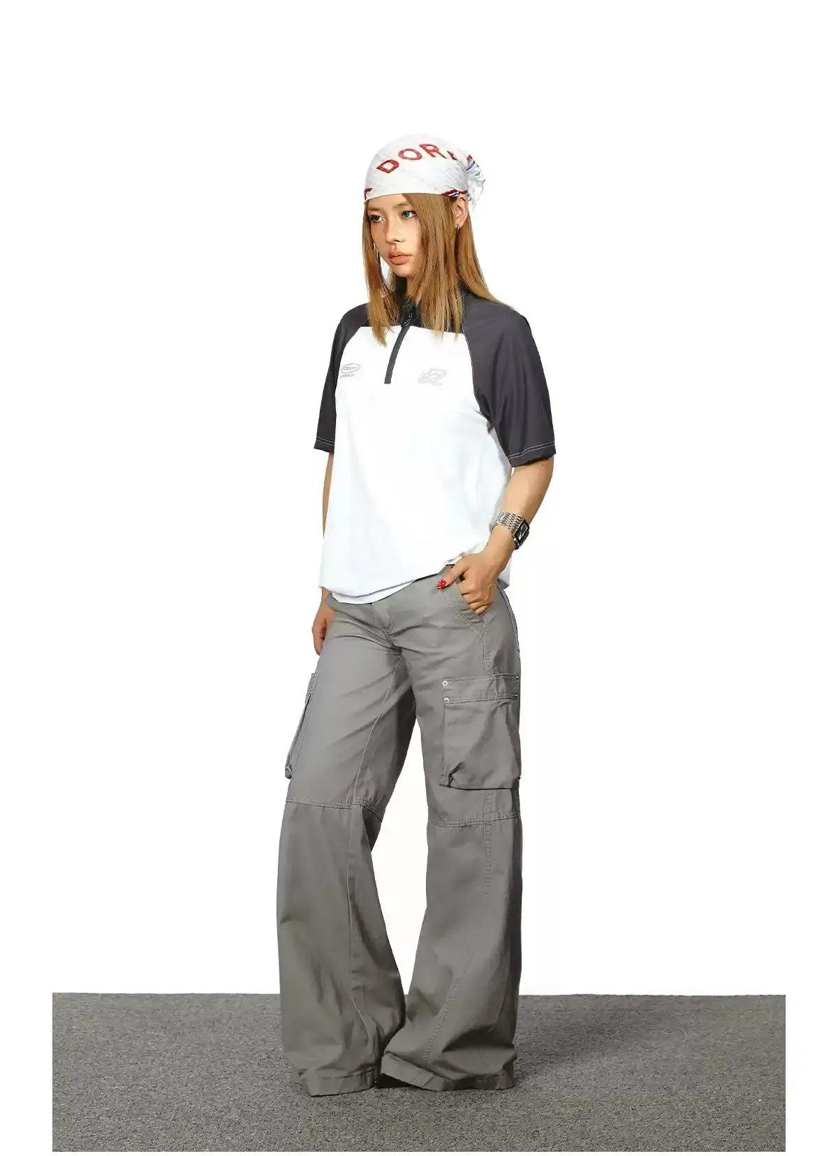 BB Sporty Contrast Spliced Half-Zip-korean-fashion-Half-Zip-BB's Closet-OH Garments