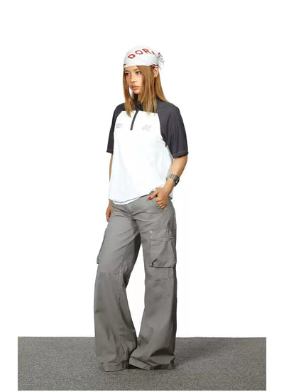 BB Sporty Contrast Spliced Half-Zip-korean-fashion-Half-Zip-BB's Closet-OH Garments