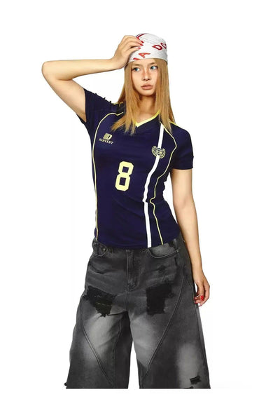 BB Sporty Slim Fit V-Neck T-Shirt-korean-fashion-T-Shirt-BB's Closet-OH Garments