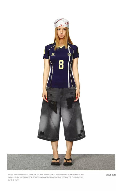 BB Sporty Slim Fit V-Neck T-Shirt-korean-fashion-T-Shirt-BB's Closet-OH Garments