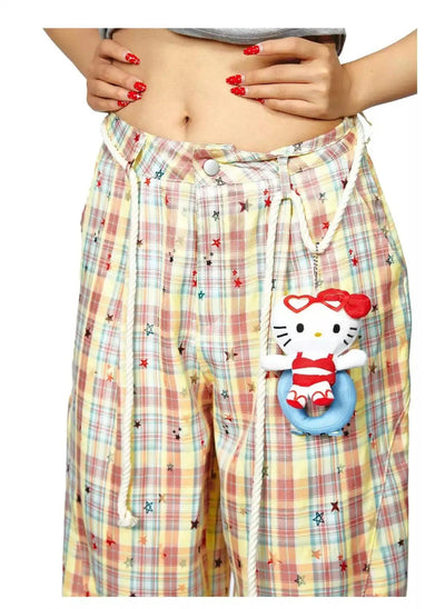BB Star Print Plaid Pants-korean-fashion-Pants-BB's Closet-OH Garments