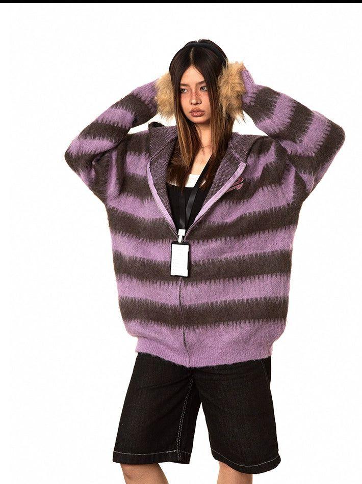 BB Striped Mohair Hooded Sweater-korean-fashion-Sweater-BB's Closet-OH Garments