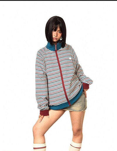 BB Thin Stripes Contrast Jacket-korean-fashion-Jacket-BB's Closet-OH Garments