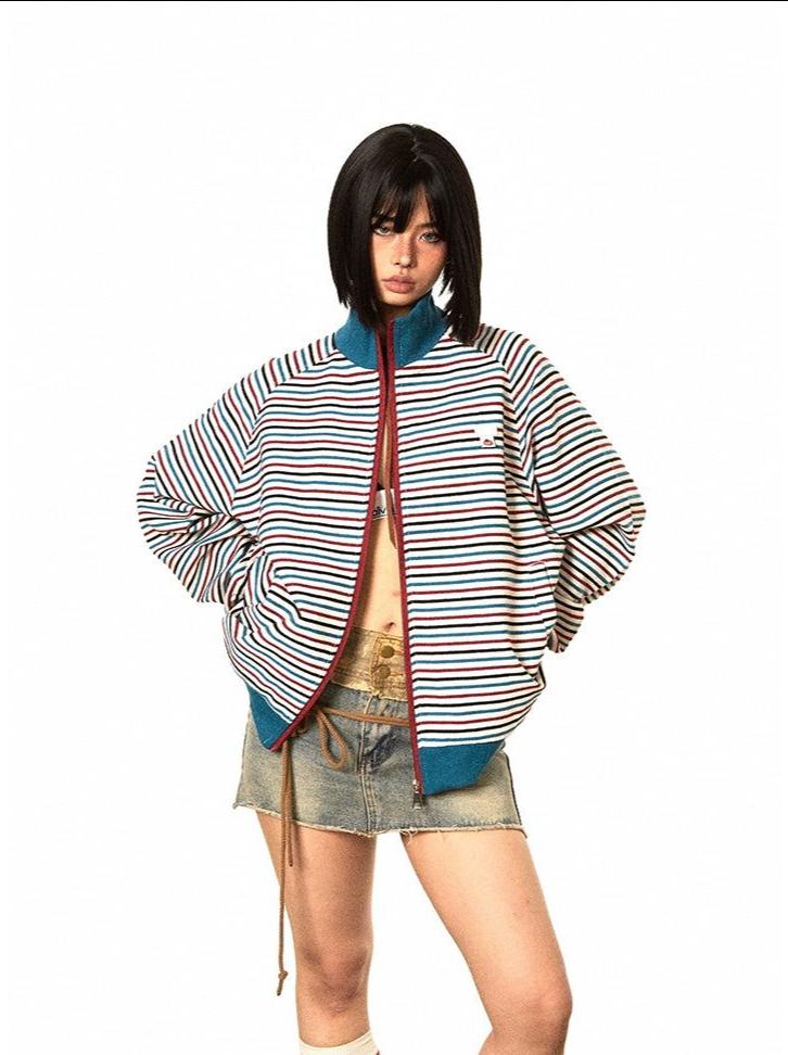 BB Thin Stripes Contrast Jacket-korean-fashion-Jacket-BB's Closet-OH Garments