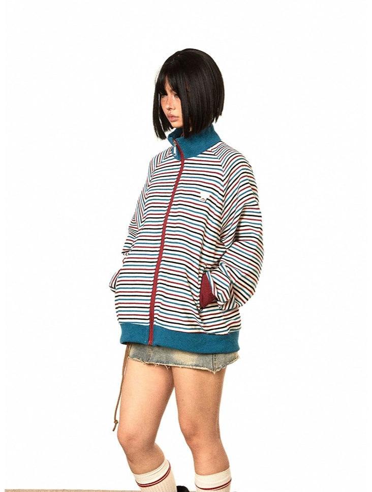 BB Thin Stripes Contrast Jacket-korean-fashion-Jacket-BB's Closet-OH Garments