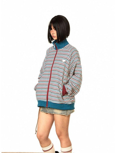 BB Thin Stripes Contrast Jacket-korean-fashion-Jacket-BB's Closet-OH Garments