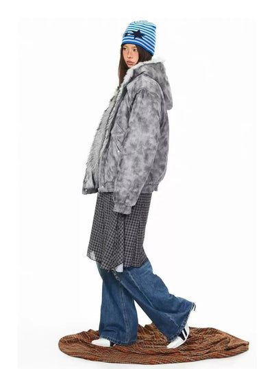 BB Tie-Dye Fur-Lined Hooded Jacket-korean-fashion-Jacket-BB's Closet-OH Garments