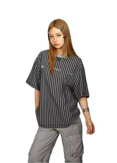 BB Vertical Stripes Print T-Shirt-korean-fashion-T-Shirt-BB's Closet-OH Garments