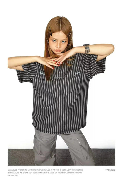 BB Vertical Stripes Print T-Shirt-korean-fashion-T-Shirt-BB's Closet-OH Garments