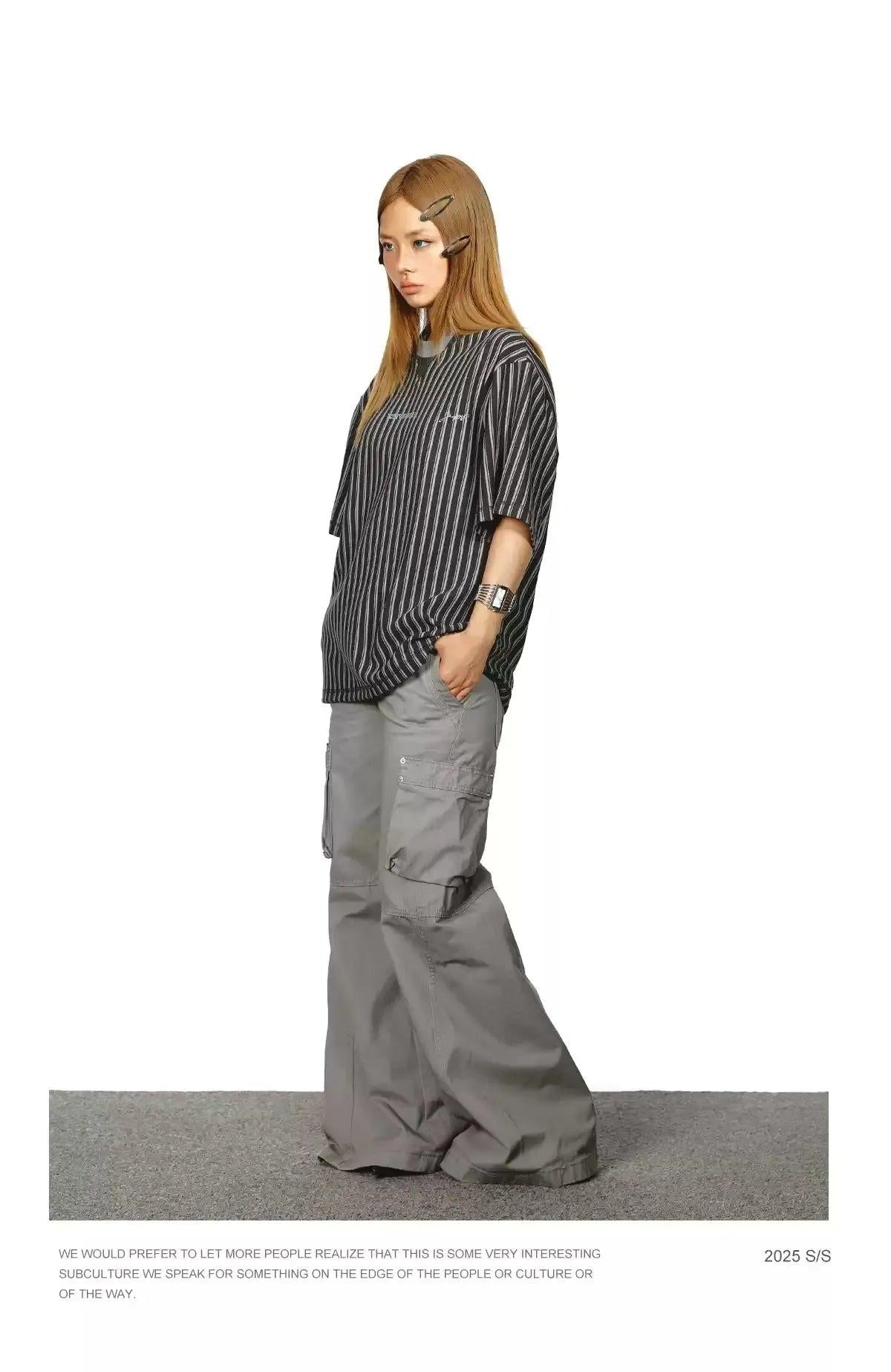 BB Vertical Stripes Print T-Shirt-korean-fashion-T-Shirt-BB's Closet-OH Garments