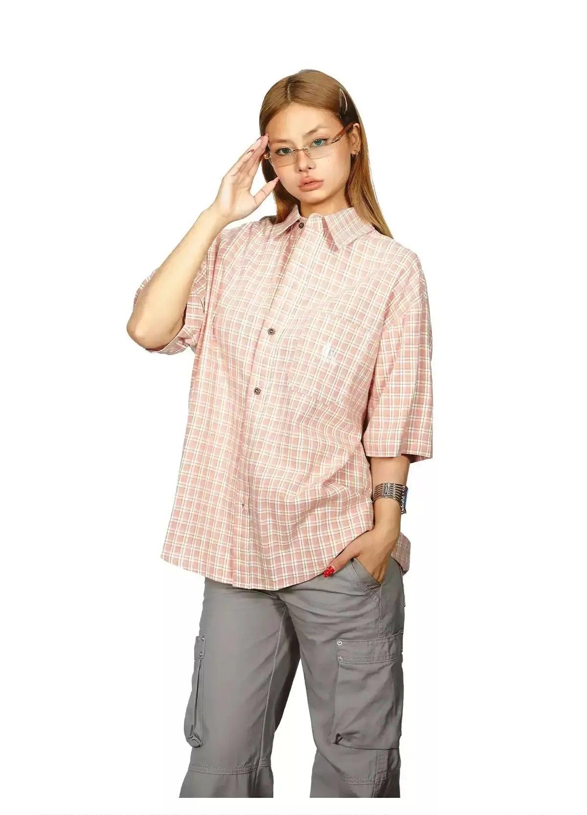 BB Vintage Checkered Buttoned Shirt-korean-fashion-Shirt-BB's Closet-OH Garments