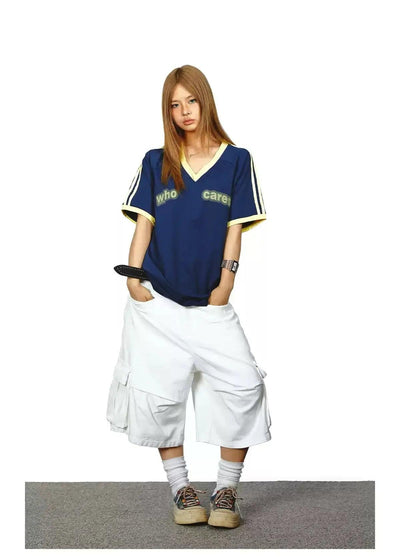 BB Who Cares V-Neck T-Shirt-korean-fashion-T-Shirt-BB's Closet-OH Garments