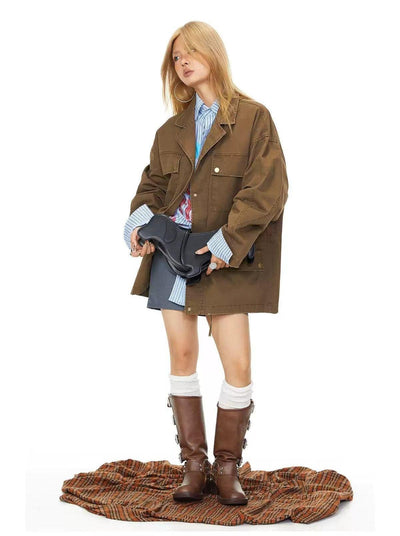 BB Wide Pockets Long Denim Jacket-korean-fashion-Jacket-BB's Closet-OH Garments