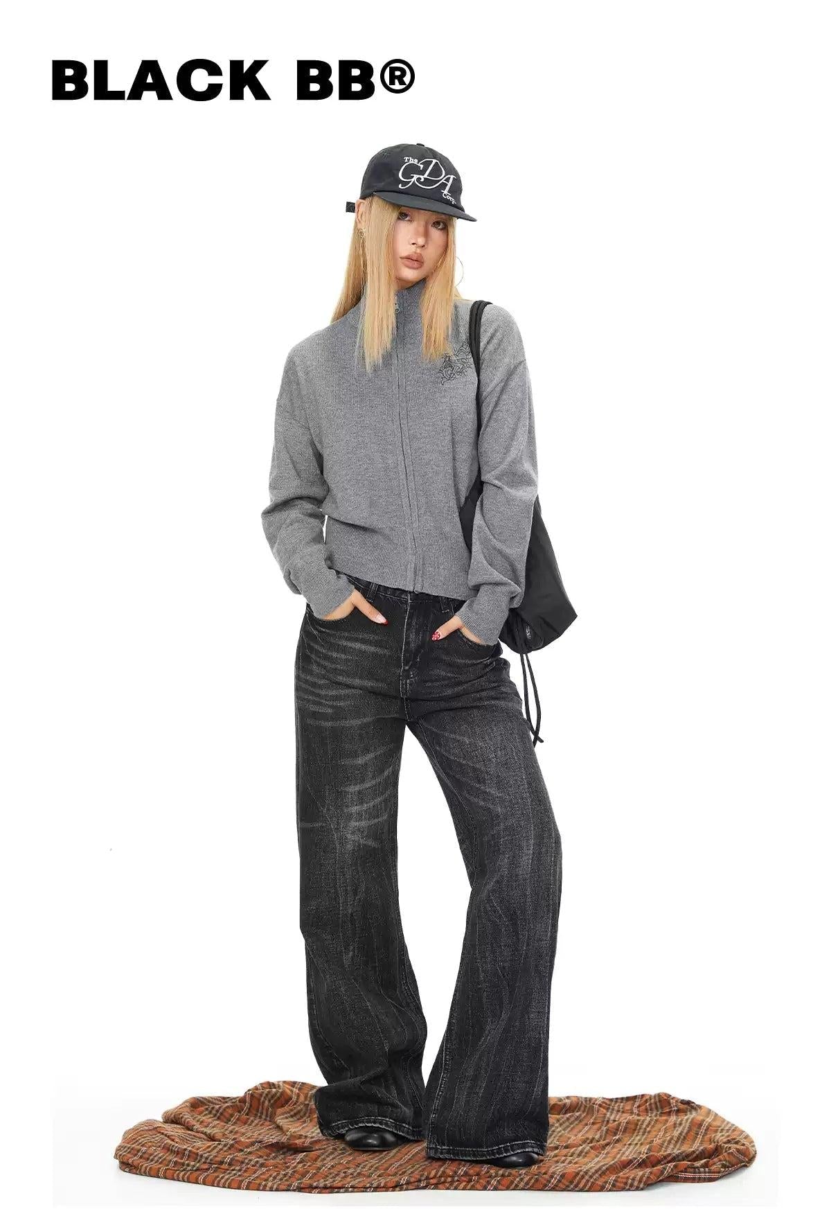 BB Zip-Up Solid Color Sweater-korean-fashion-Sweater-BB's Closet-OH Garments