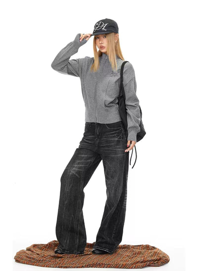 BB Zip-Up Solid Color Sweater-korean-fashion-Sweater-BB's Closet-OH Garments