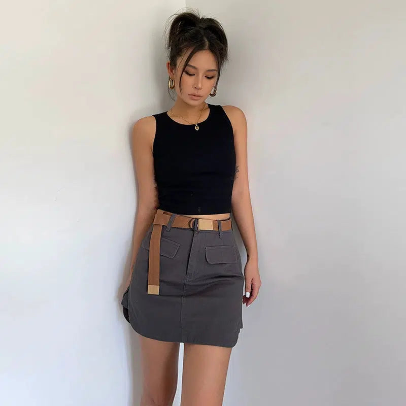 Casey Cargo Style Belted Short Skirt-korean-fashion-Skirt-Casey's Closet-OH Garments