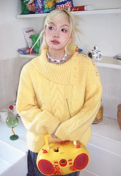 Chem Irregular Collar Patterned Sweater-korean-fashion-Sweater-Chem's Closet-OH Garments