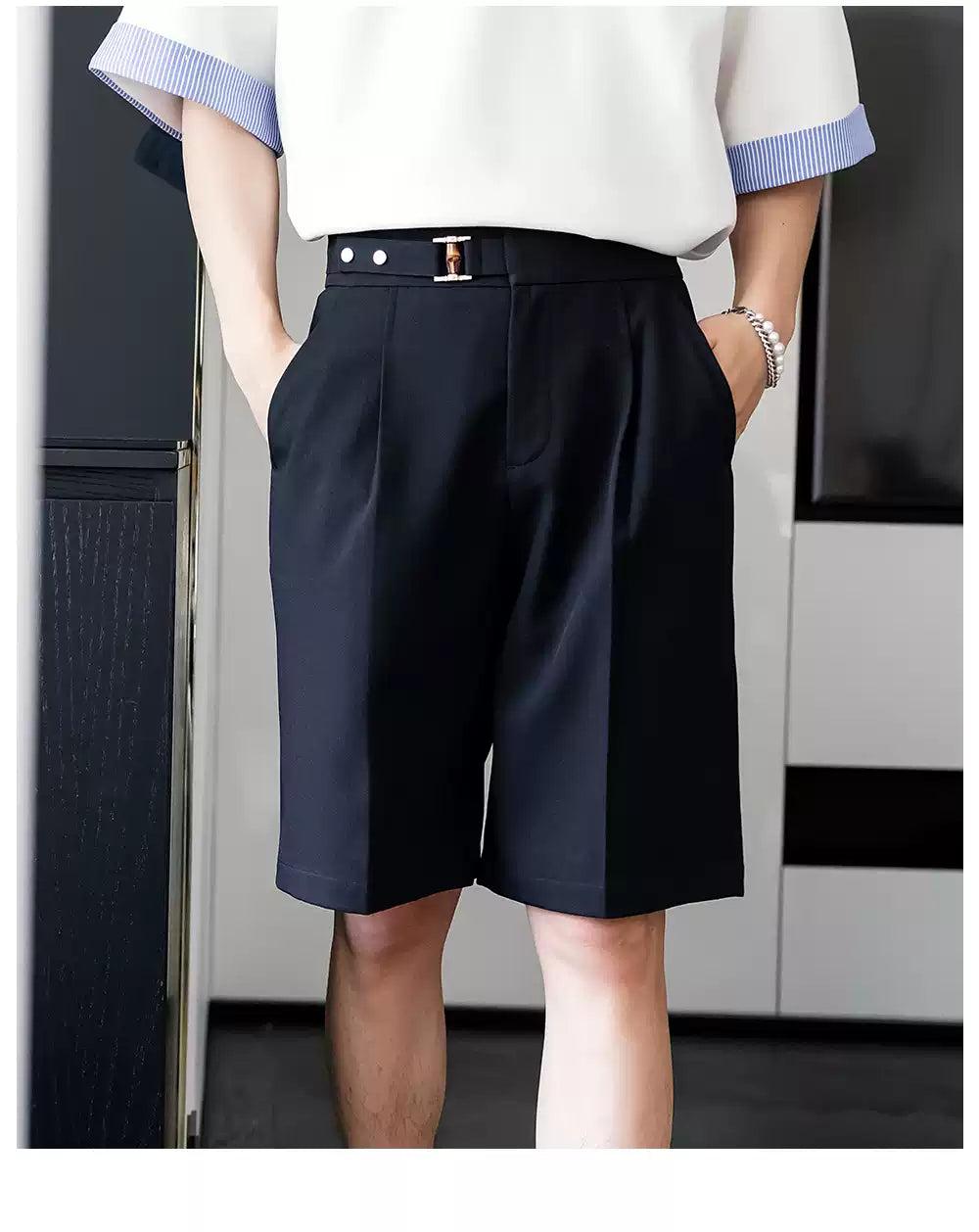 Chuan Belted Waist Suit Shorts-korean-fashion-Shorts-Chuan's Closet-OH Garments