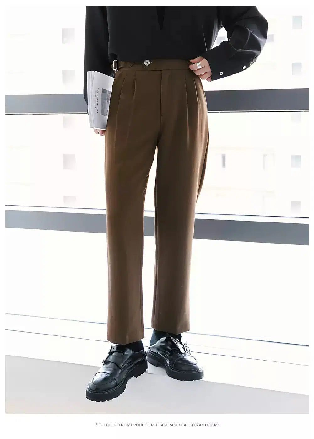 Chuan Buttoned Waist Cropped Pants-korean-fashion-Pants-Chuan's Closet-OH Garments