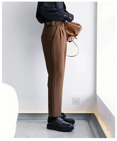 Chuan Buttoned Waist Cropped Pants-korean-fashion-Pants-Chuan's Closet-OH Garments