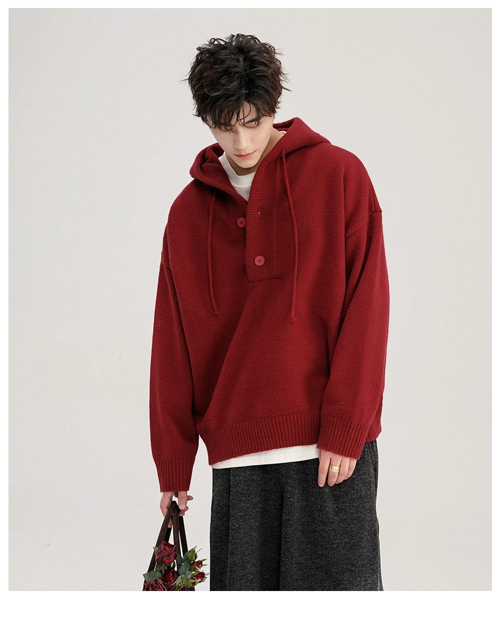 Chuan Casual Solid Color Knitted Hoodie-korean-fashion-Hoodie-Chuan's Closet-OH Garments