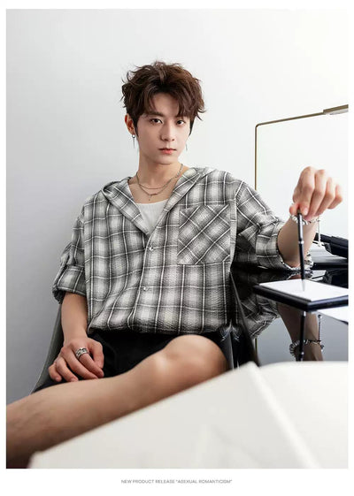 Chuan Checkered Hooded Shirt-korean-fashion-Shirt-Chuan's Closet-OH Garments