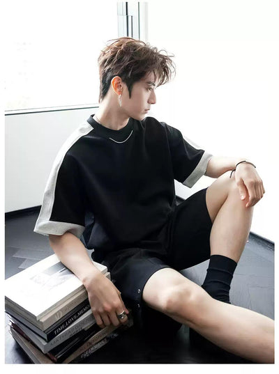 Chuan Color Contrast T-Shirt-korean-fashion-T-Shirt-Chuan's Closet-OH Garments