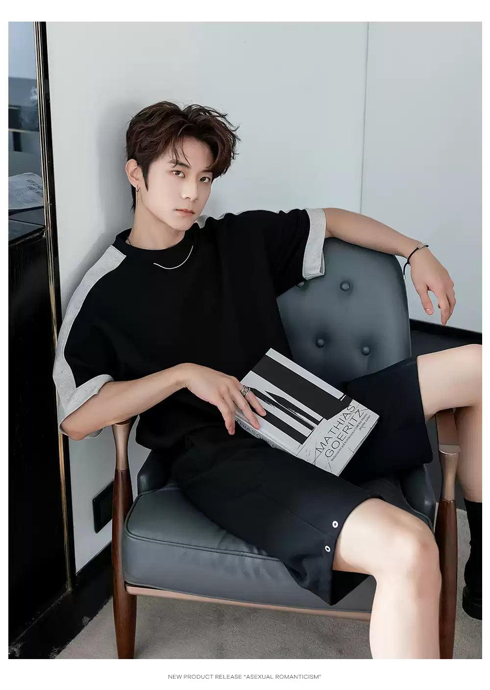 Chuan Color Contrast T-Shirt-korean-fashion-T-Shirt-Chuan's Closet-OH Garments