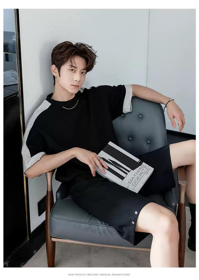Chuan Color Contrast T-Shirt-korean-fashion-T-Shirt-Chuan's Closet-OH Garments