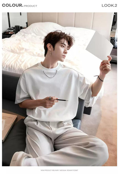 Chuan Color Contrast T-Shirt-korean-fashion-T-Shirt-Chuan's Closet-OH Garments