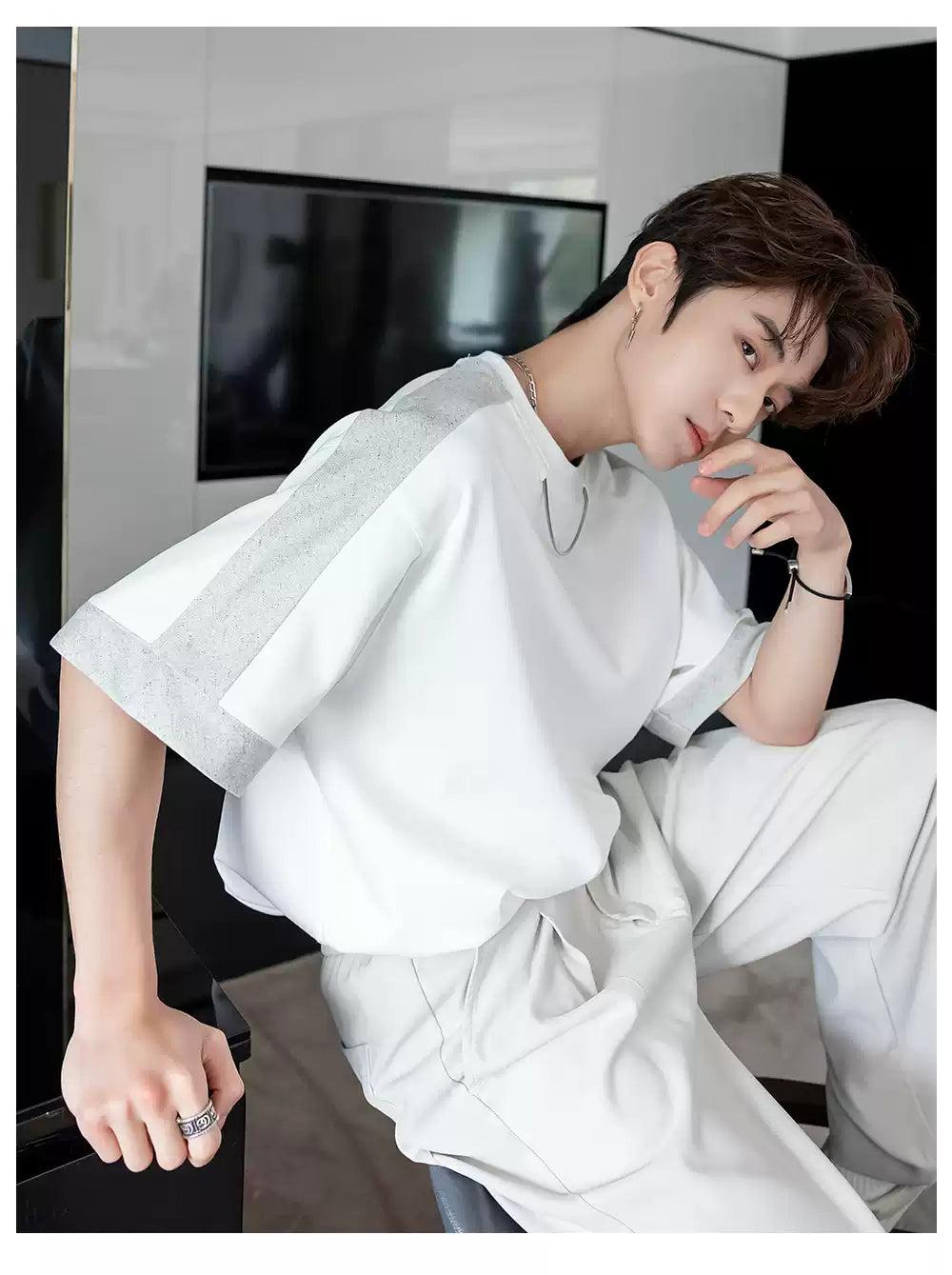 Chuan Color Contrast T-Shirt-korean-fashion-T-Shirt-Chuan's Closet-OH Garments