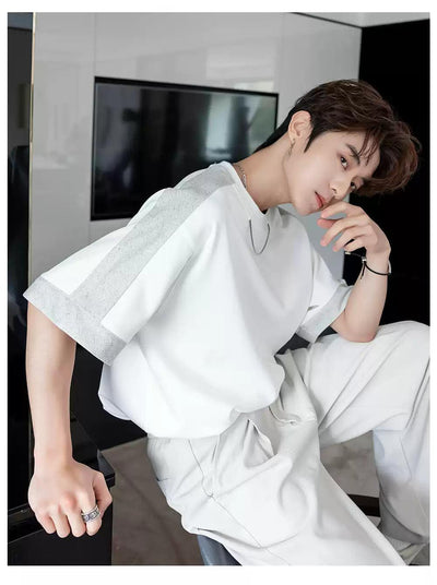 Chuan Color Contrast T-Shirt-korean-fashion-T-Shirt-Chuan's Closet-OH Garments