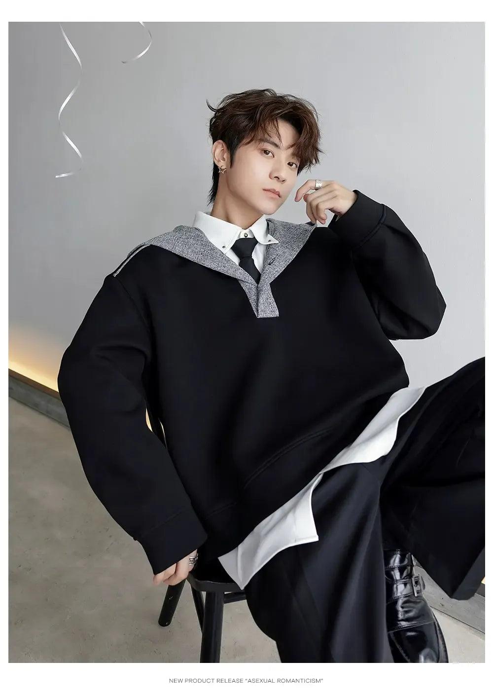 Chuan Contrast Spliced Hoodie-korean-fashion-Hoodie-Chuan's Closet-OH Garments