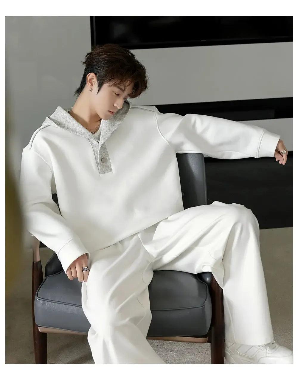 Chuan Contrast Spliced Hoodie-korean-fashion-Hoodie-Chuan's Closet-OH Garments