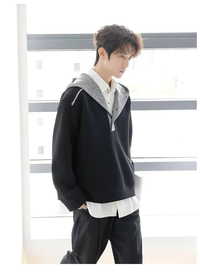 Chuan Contrast Spliced Hoodie-korean-fashion-Hoodie-Chuan's Closet-OH Garments