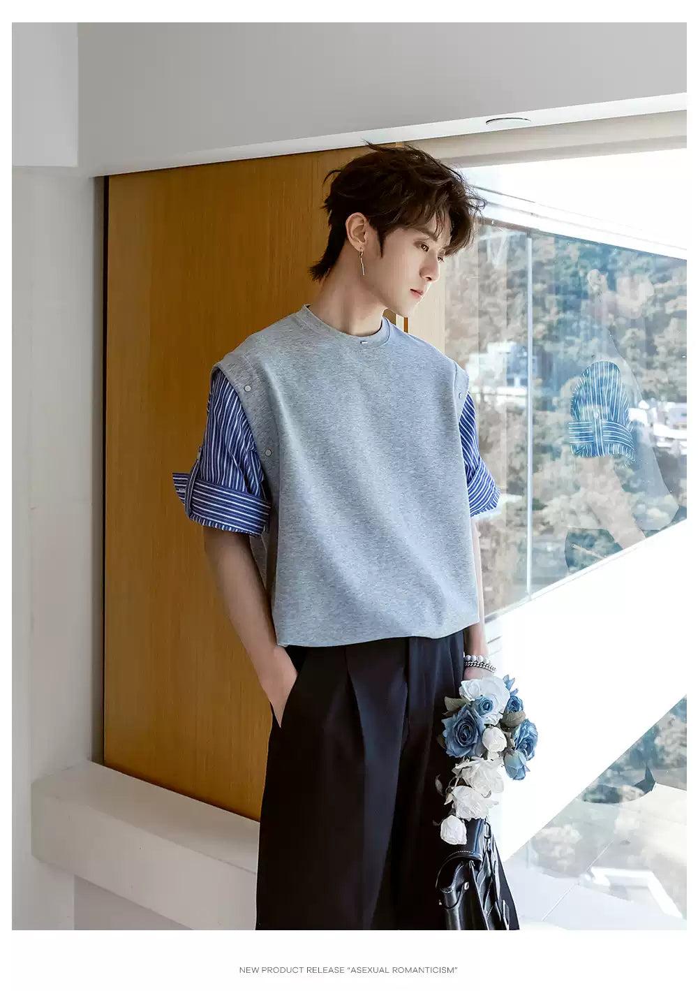 Chuan Detachable Layered Sleeve T-Shirt-korean-fashion-T-Shirt-Chuan's Closet-OH Garments