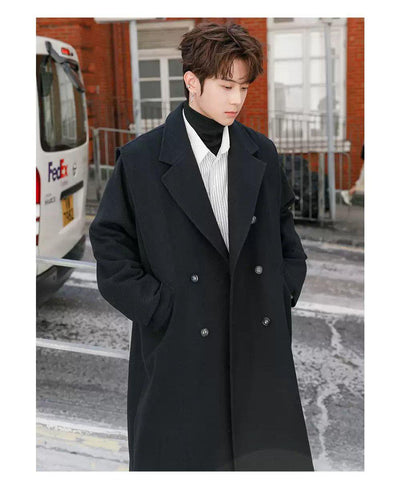 Chuan Double-Breasted Blend Wool Long Coat-korean-fashion-Long Coat-Chuan's Closet-OH Garments