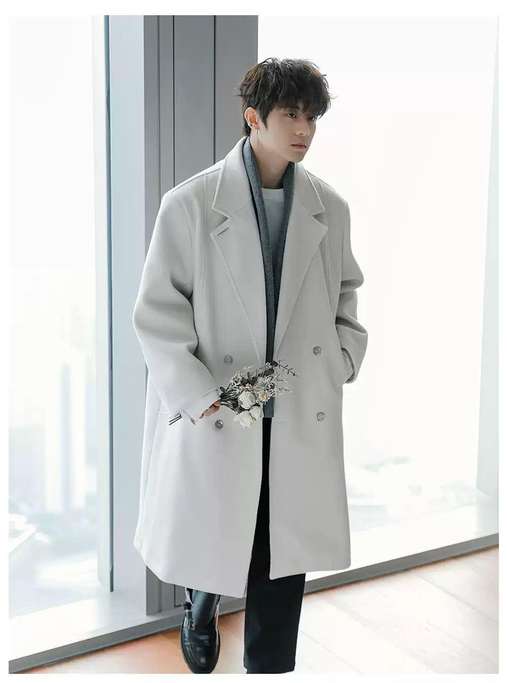 Chuan Double-Breasted With Scarf Long Coat-korean-fashion-Long Coat-Chuan's Closet-OH Garments