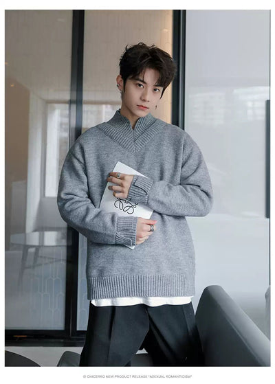 Chuan Double-Layer Collar Sweater-korean-fashion-Sweater-Chuan's Closet-OH Garments