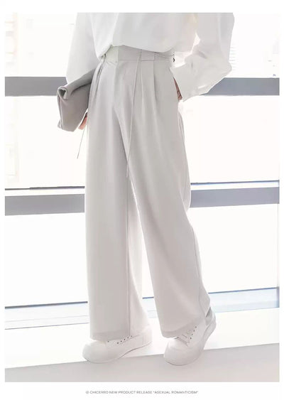 Chuan Drawstring Waist Wide Leg Trousers-korean-fashion-Trousers-Chuan's Closet-OH Garments