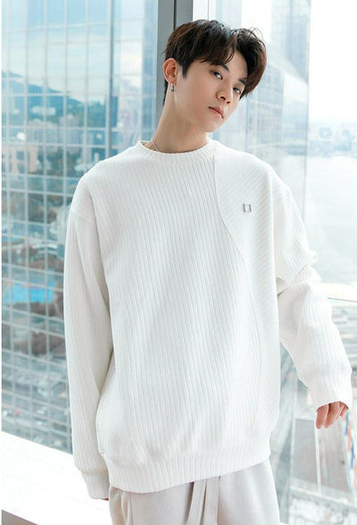 Chuan Embossed Lines Casual Sweater-korean-fashion-Sweater-Chuan's Closet-OH Garments