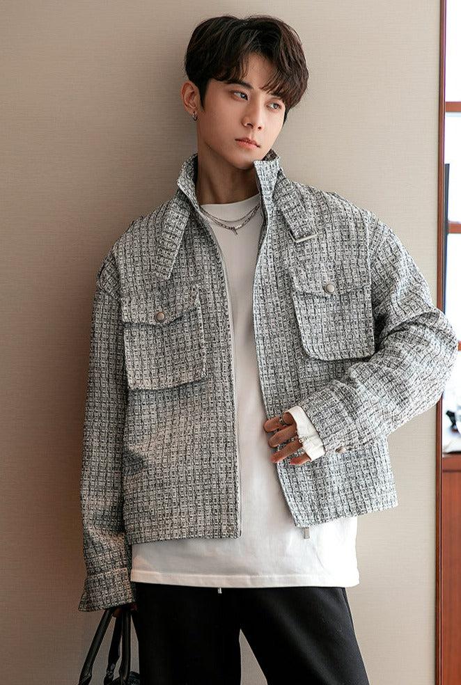 Chuan Flap Pocket Strap Stitch Textured Jacket-korean-fashion-Jacket-Chuan's Closet-OH Garments